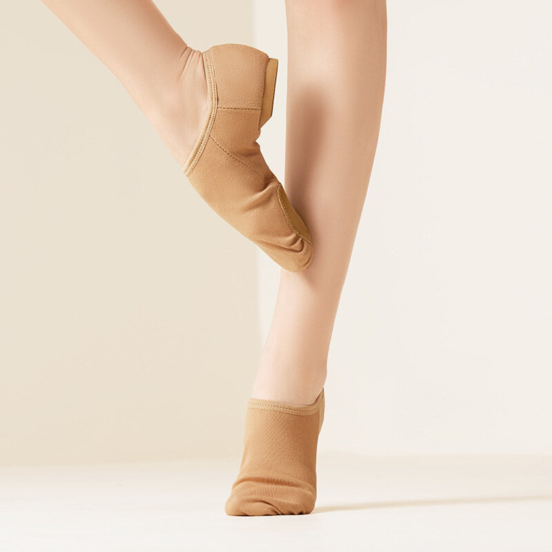 Sepatu dansa kain elastis sol empuk 2024 sepatu dansa Jazz sol lembut melar ukuran besar sepatu latihan klasik anak perempuan