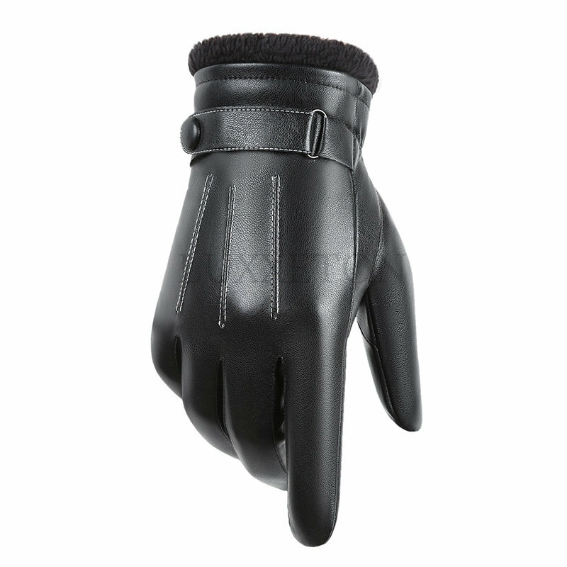Luvas masculinas luvas de inverno preto manter quente tela sensível ao toque à prova de vento condução guantes masculino outono inverno negócios couro do plutônio luvas