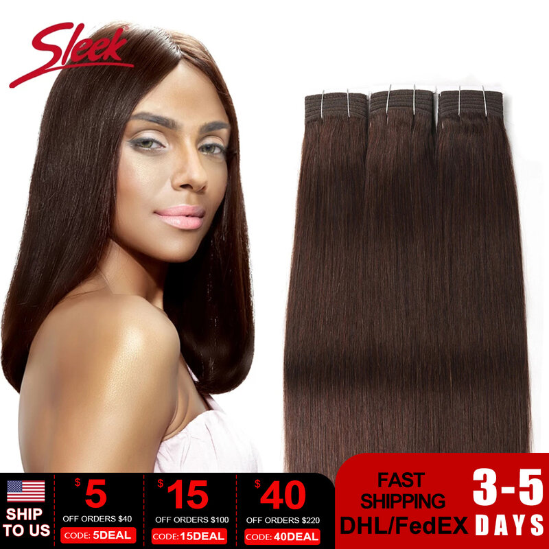Sleek Straight Double Drawn Brazilian Brown Color 4 Straight Hair Bundles Colored 2# 6# 8# 33# Natural Remy Human Hair Bundles