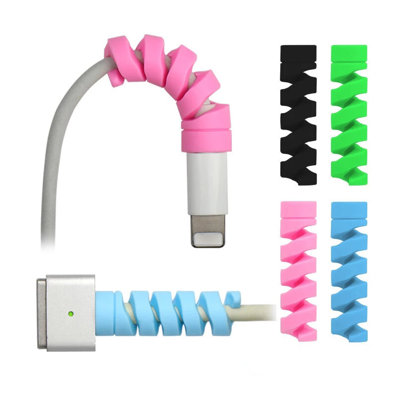 6 sztuk darmowa wysyłka kabel Protector silikonowy nawijacz szpulki przewód organizator pokrywa dla Apple iphone USB ładowarka kabel przewód