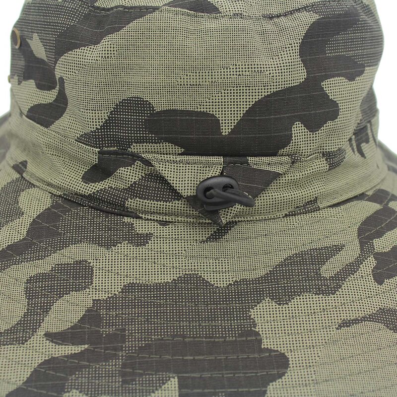 Outfly-Sombrero de cubo de algodón de ala ancha con protección UV para exteriores, gorra de playa de camuflaje plegable de pescador vaquero, circunferencia de 63CM