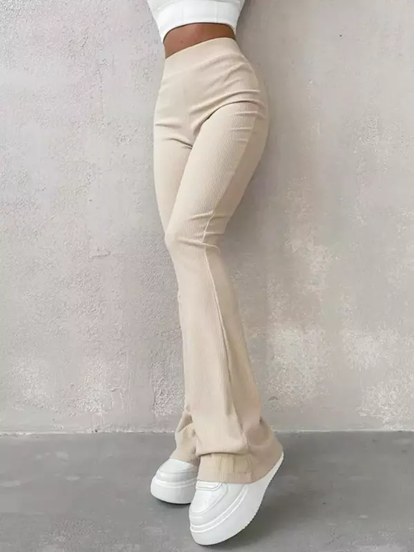 Solidne spodnie damskie Streetwear wysokiej talii Y2k ubrania Slim Fit Pantalones De Mujer spodnie typu casual pełnej długości Roupas Femininas