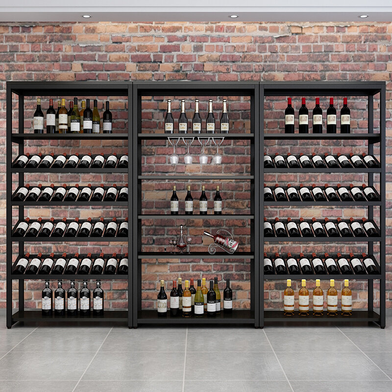 Simple Metal Frame Bar Cabinet Lattice Display Storage Wood Luxury Houses Floor Organizer Wine Rack Large Mobiletto Furniture