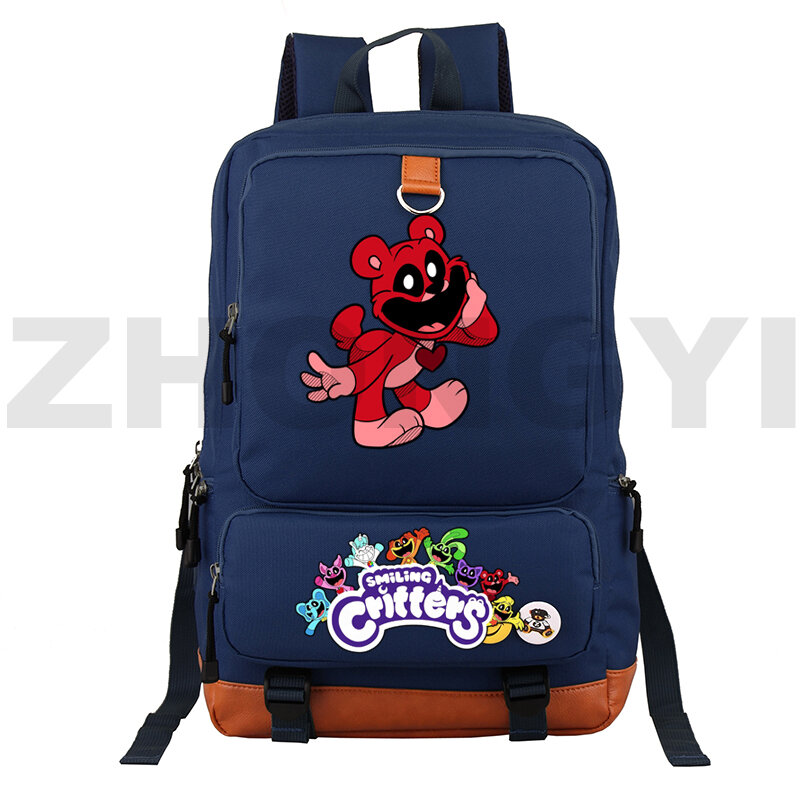Fashion Boys Cartoon Smiling Critters School Bag Backpack for Teenager Women Children Primary High Bagpack Canvas Travel Mochila