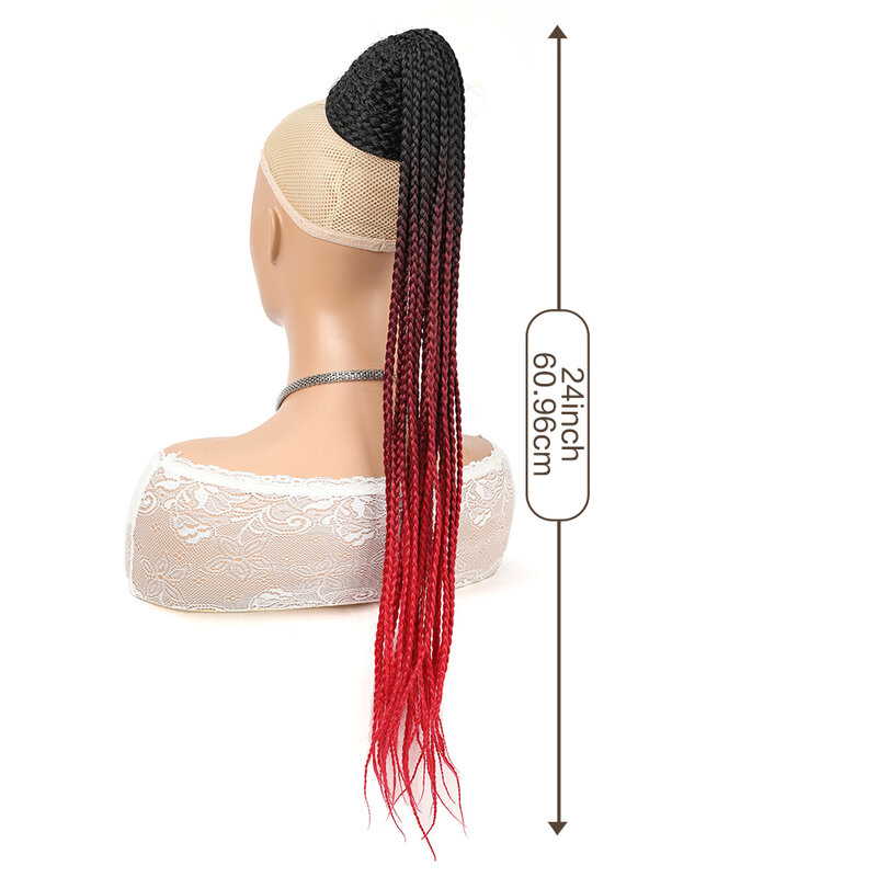 Удлинитель для хвоста с плетеным шнурком для чернокожих женщин, длинные волосы в 3X коробке, вязаные крючком, синтетические волосы с зажимом, удлинитель для конского хвоста