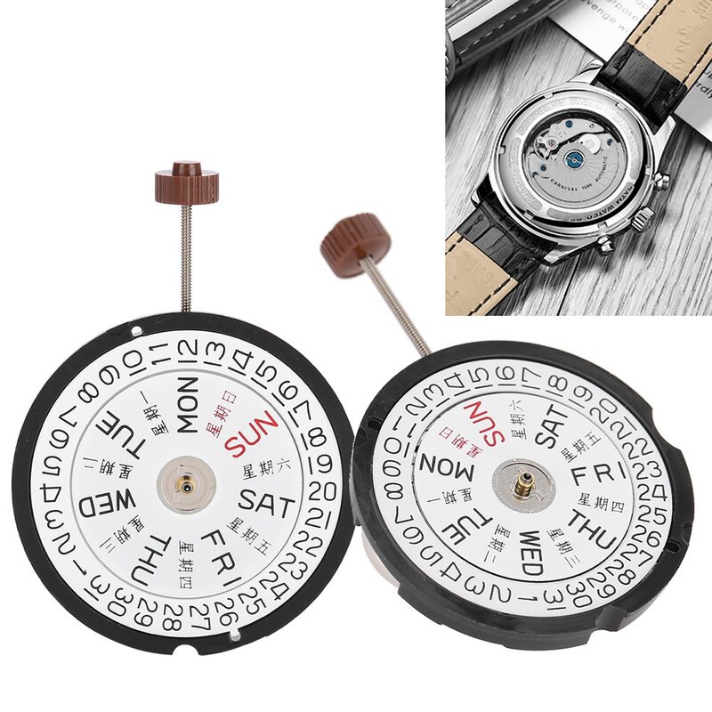 Relógio de quartzo masculino com calendário duplo, acessórios de reparo, movimento EAT 517, original