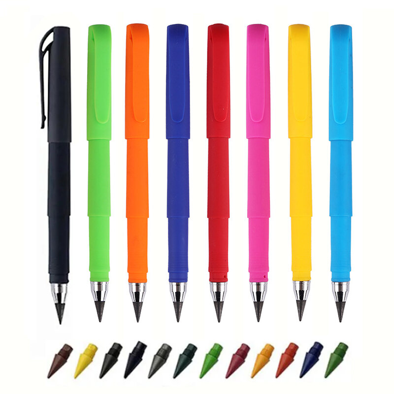 영원한 연필 인피니트 북 1 펜, 12 색 HB 교체 세트, 지워지는 잉크 프리 학생 드로잉 아트 연필, 학교 용품