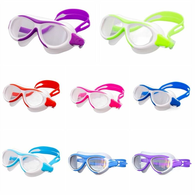Gafas de natación HD para niños, antivaho, montura grande, impermeables, silicona integrada