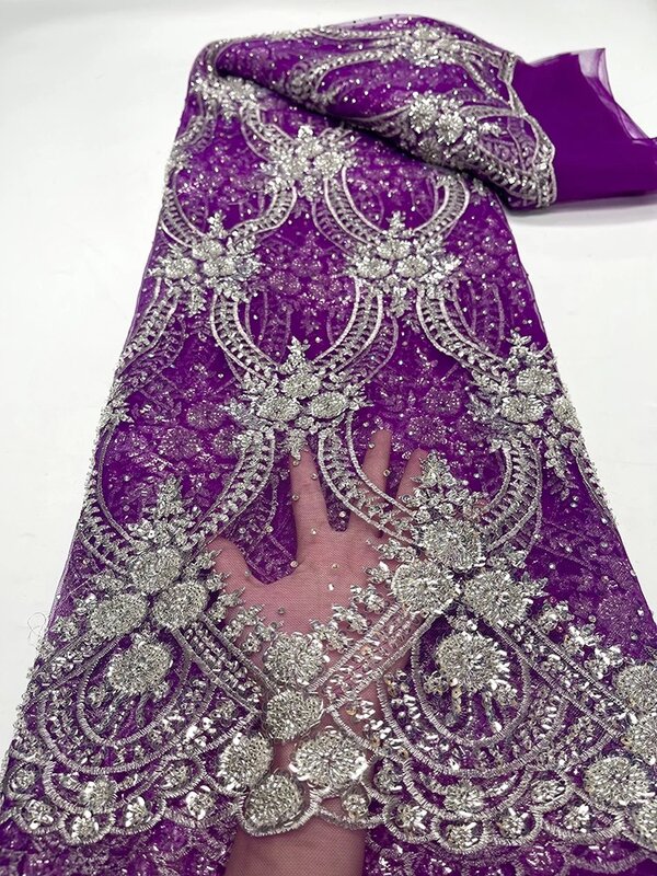 Luksusowa francuska tiulowa koronkowa tkanina 2024 Wysokiej jakości afrykańska siatkowa cekinowa koronkowa tkanina Nigeryjska sukienka dla kobiet na wesele