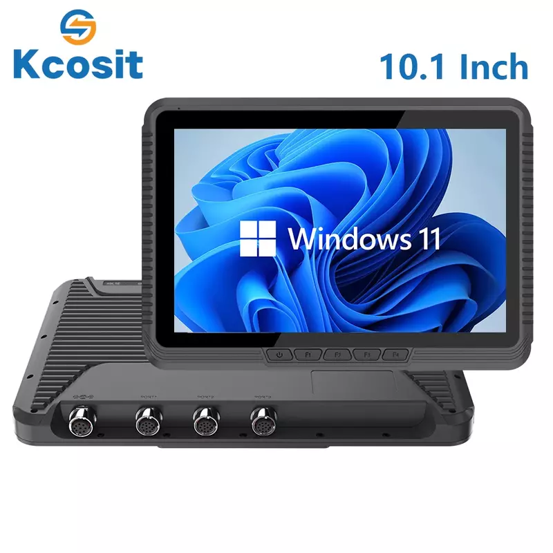 Kcosit 견고한 태블릿 PC, 방수 윈도우 11, 지게차 장착 터미널, 10.1 인치 인텔 N5100, 4GB RAM, 4G LTE, CAN 버스 LAN, CVBS, K110J