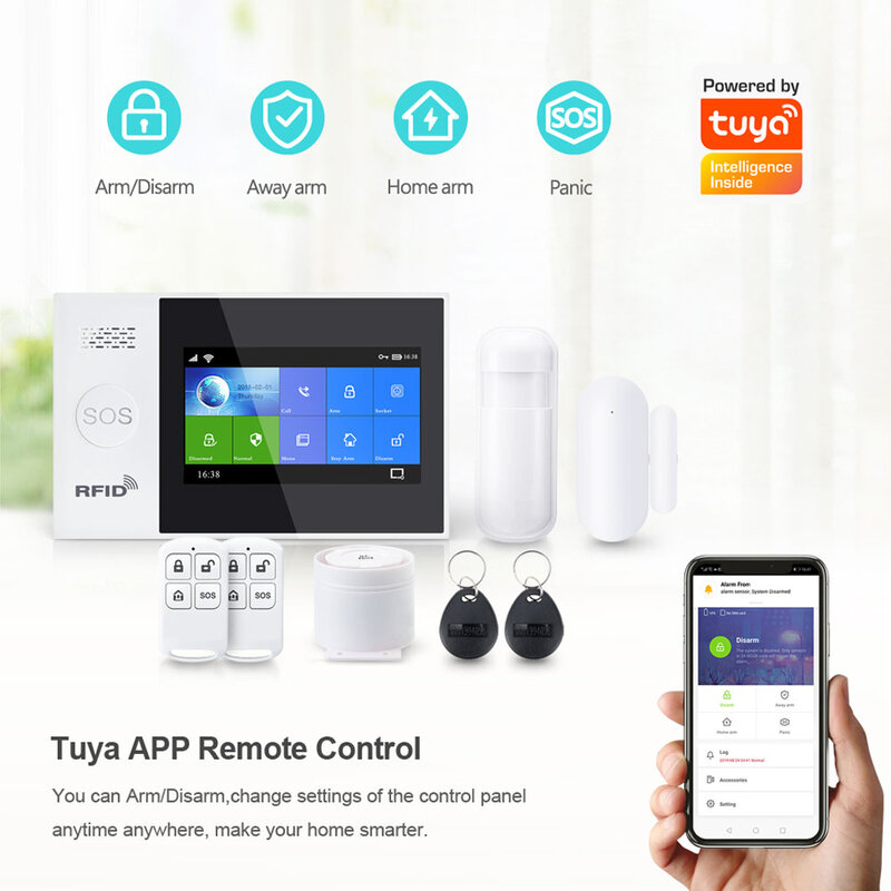 4.3 inch Touch Screen LCD Tuya Smart Wifi Alarm System Work with Alexa/Google Assistance PST-WG107T