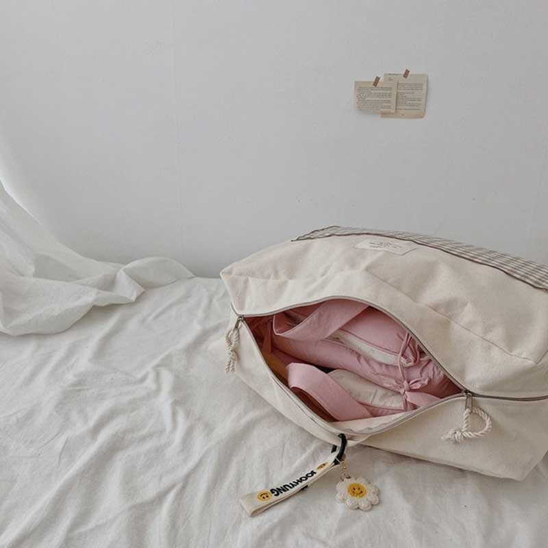 ジッパー付きの再利用可能なコットンロンボランドリー,家庭用の大きなショッピングバッグ