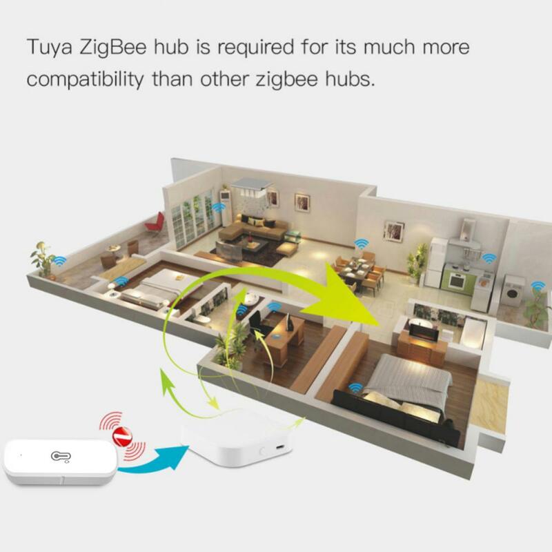 Tuya Zigbee Sensor kelembaban suhu, Monitor jarak jauh SmartLife untuk kerja di rumah pintar dengan Alexa Google Home Tuya Zigbee Hub perlu