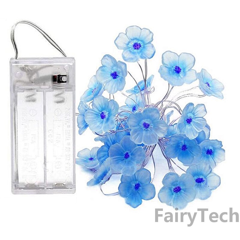 Cherry Blossom Flower Garland Lamp Battery/USB Operated LED String Fairy Lights Crystal Flowers Indoor Wedding Christmas Decors