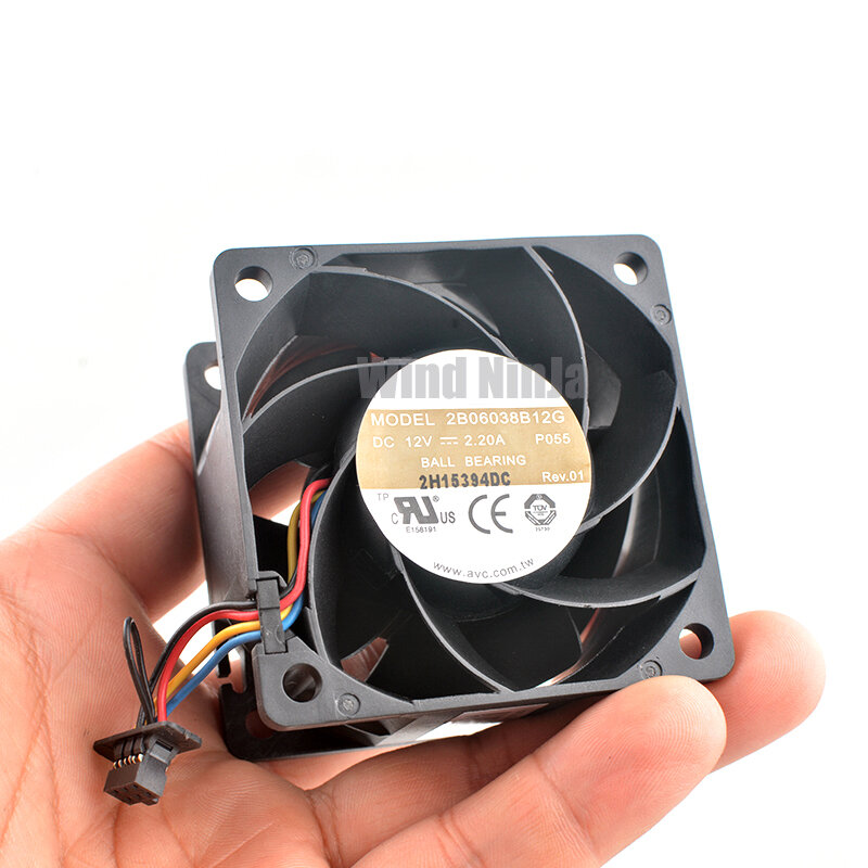 2B06038B12G 6cm 60mm fan 60x60x38mm DC12V 2.20A Dual ball bearing high-speed cooling fan for server power supply