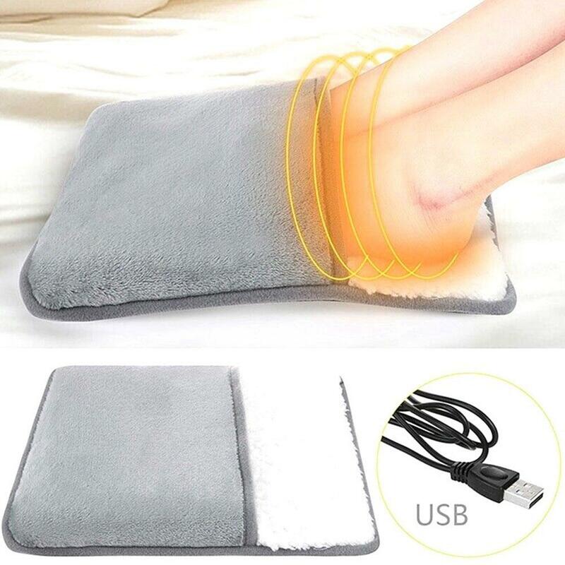 USB Winter Foot Warmer Electric Heated Velvet Feet Heater Skin-Friendly Heating Pad Comfortable Household Thermal Soft Mat Women