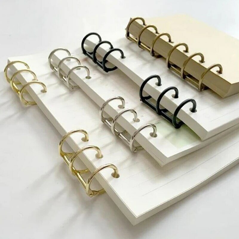 Conjunto de 3 anéis de metal para notebook, anel de ligação, espiral, folha solta, círculo, scrapbook, acessórios, 2 peças