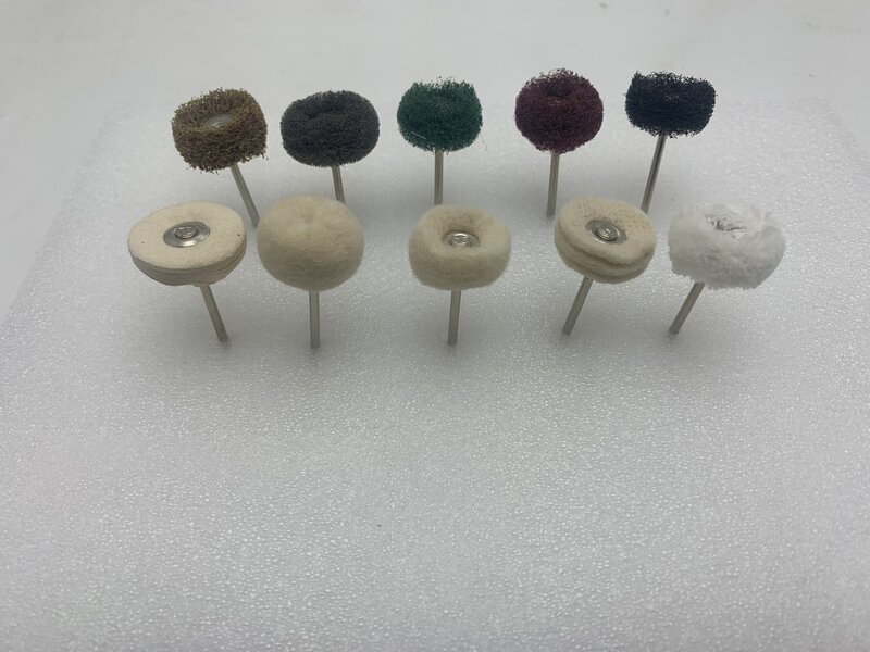 10PCS Polish Cloth/Cotton/Nylon Buffing Wheel Set with 2.35mm Handle for Jewelry Rotary Polishing Tool