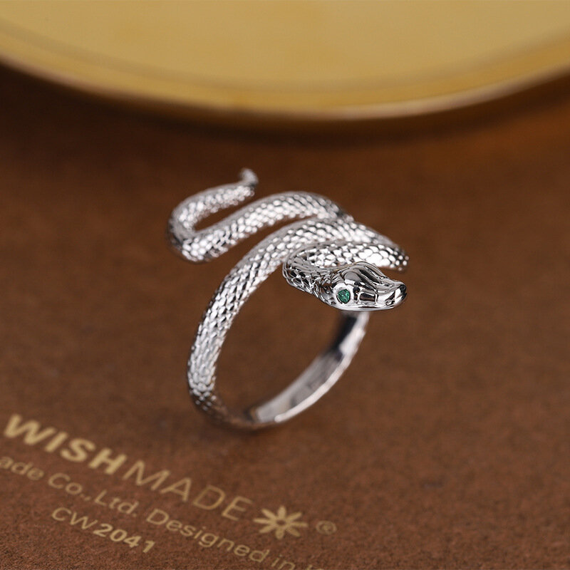 Oryginalny 925 Sterling Silver Gold Snake Rings dla kobiet Counple Wedding Engagement srebrny damski Vintage Ring Fine Jewelry