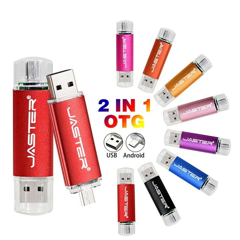 Micro USB Stick OTG, 64GB gratis TYPE-C adapter USB Flash Drive 32GB hadiah kreatif stik memori ungu merah muda hijau hitam