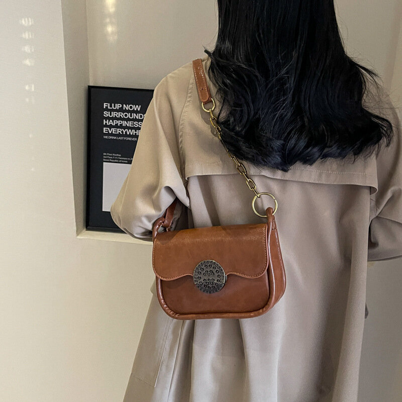 Retro Casual Small Square Crossbody Bag Female Shoulder Underarm Bag New Niche Design Women's Commuting Shoulder Bag for Women