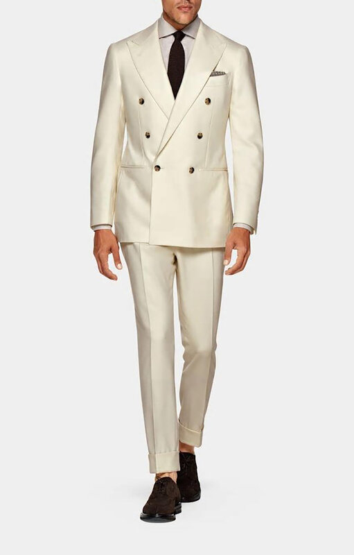 Мужской костюм 2023, блейзер и брюки для жениха с двойным рядом пуговиц