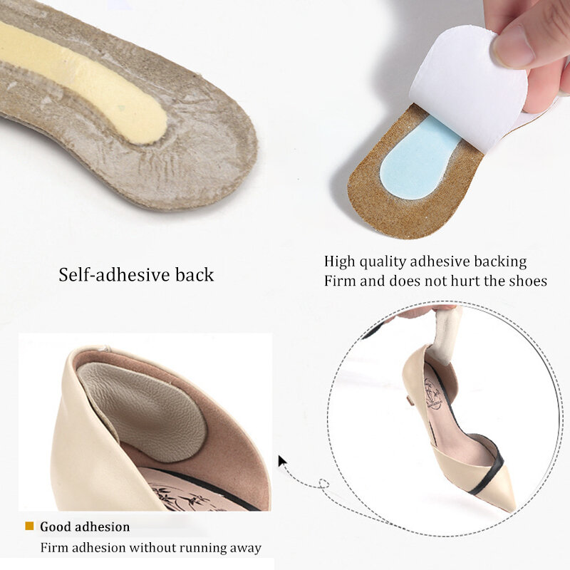 Genuine Leather Heel Patches Insert Thickened Cowhide Anti-wear Heel Protector Sticker Insoles Pain Relief Feet Care Cushion Pad
