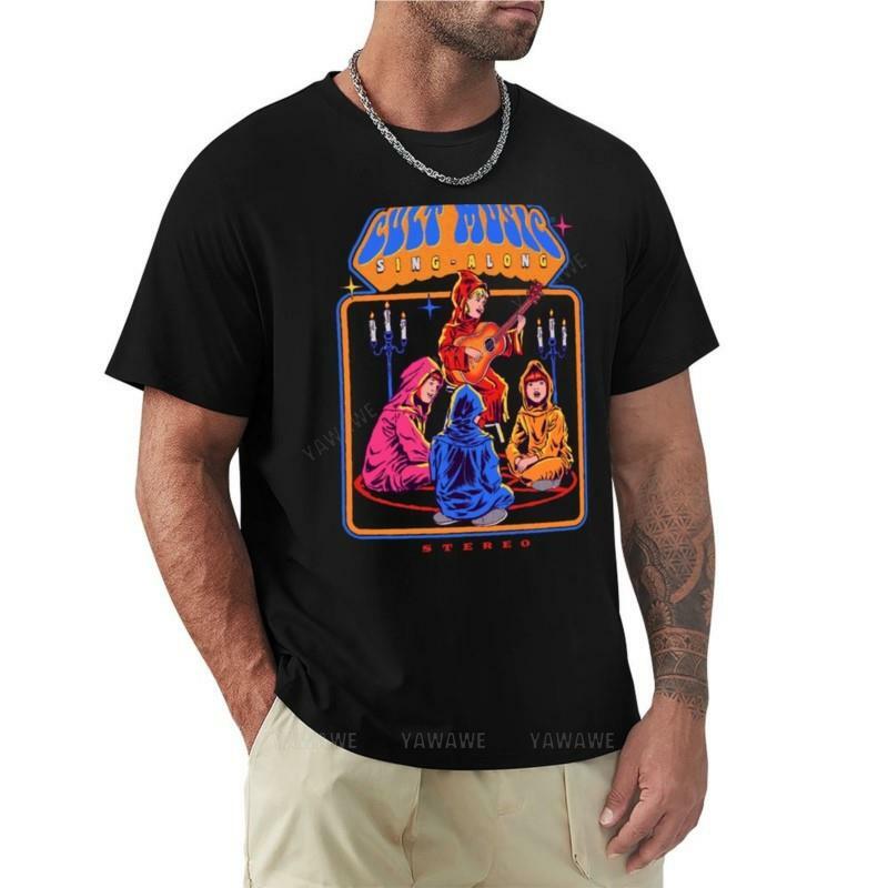 Camiseta de algodón para hombre, camisa de gran tamaño con estampado de música de culto, nueva edición, Verano