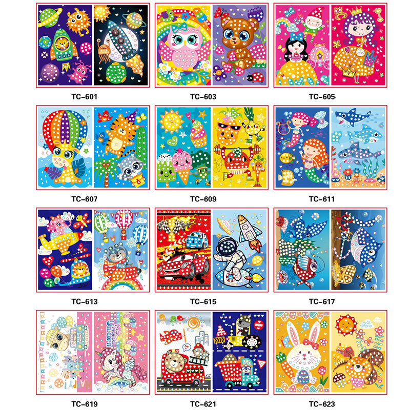 Colorido Dot Mosaic Puzzle Adesivos, Animal dos desenhos animados, Aprendizagem Primária, Brinquedos Educativos Criativos para Crianças, Jogos Infantis, Presente DIY