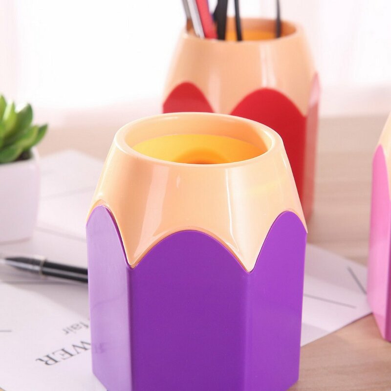 Nowe naczynie na kredki kreatywny pędzel do makijażu pióro wazon uchwyt pojemnik papiernicze plastikowe Organizer na biurko Tidy szkolne materiały biurowe