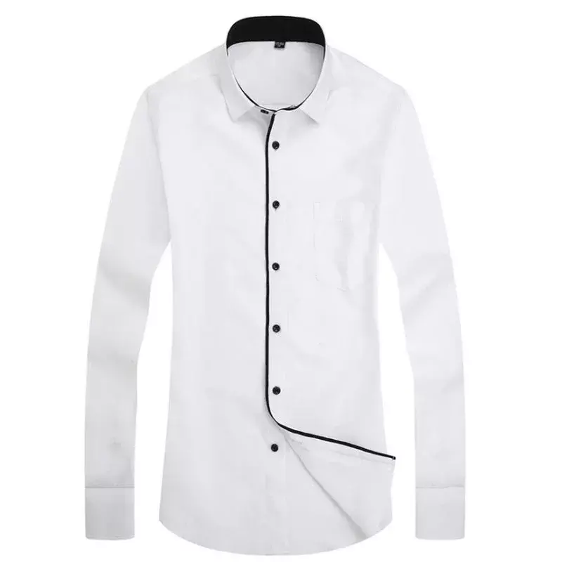 Качественная мужская Повседневная рубашка с длинным рукавом и принтом, мужская приталенная деловая Классическая рубашка, брендовая мужская одежда, рубашки для мужчин