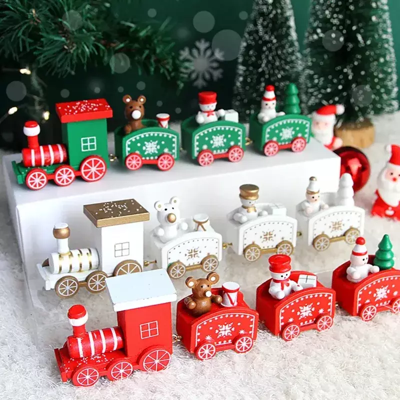 สุขสันต์วันคริสต์มาสรถไฟของเล่นประกอบด้วยมือ4ปมสำหรับบ้านซานตาคลอสของขวัญคริสต์มาสตกแต่งปีใหม่2023