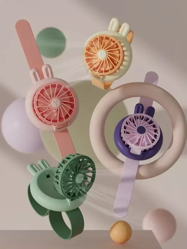 Ventola dell'orologio ricarica USB Mini ventilatore portatile portatile per cartoni animati nuovo regalo per ventole usb per studenti e bambini