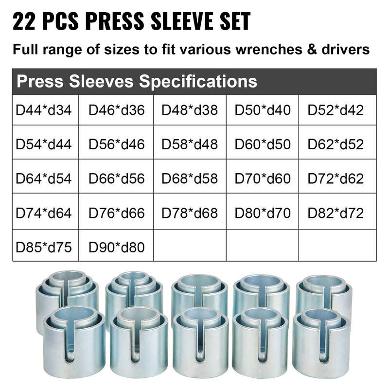 VEVOR 27pcs Universal Press and Pull Sleeve Kit Car Master Bush strumento di inserimento per la rimozione dei cuscinetti per la riparazione dell'auto manutenzione automatica