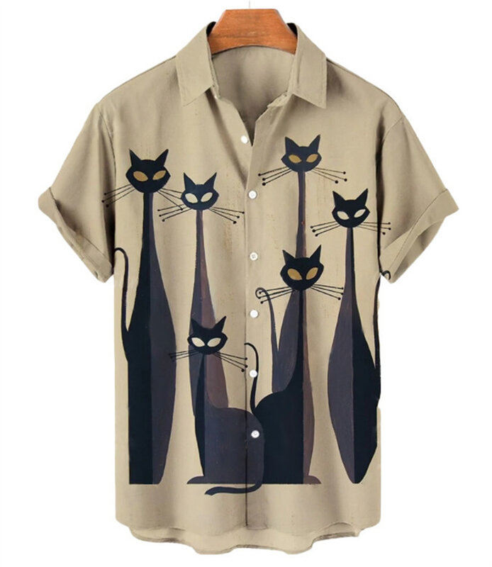 Новая летняя мужская Повседневная модная рубашка большого размера с 3D Цифровым принтом и коротким рукавом