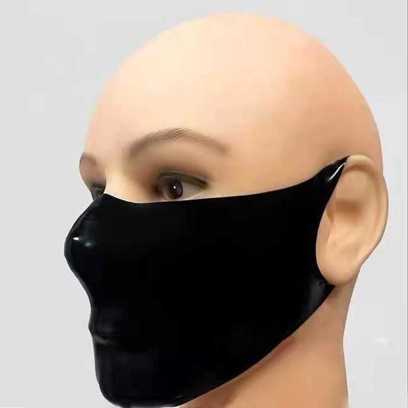 Impermeável PU falso couro máscara facial para adultos, lavável, decorativa, moda