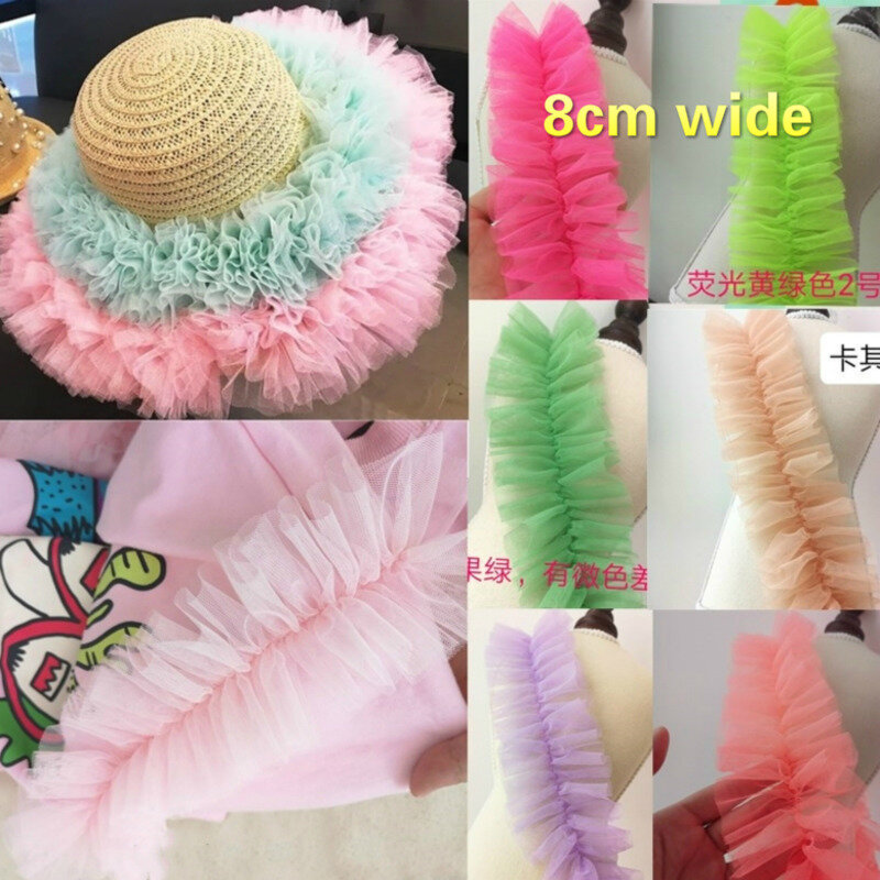 Many Colors Bilateral Pleated Encryption Tulle Lace Fabric DIY Clothing Skirt Dress Edge Decoration Bag Hat Sewing Accessories