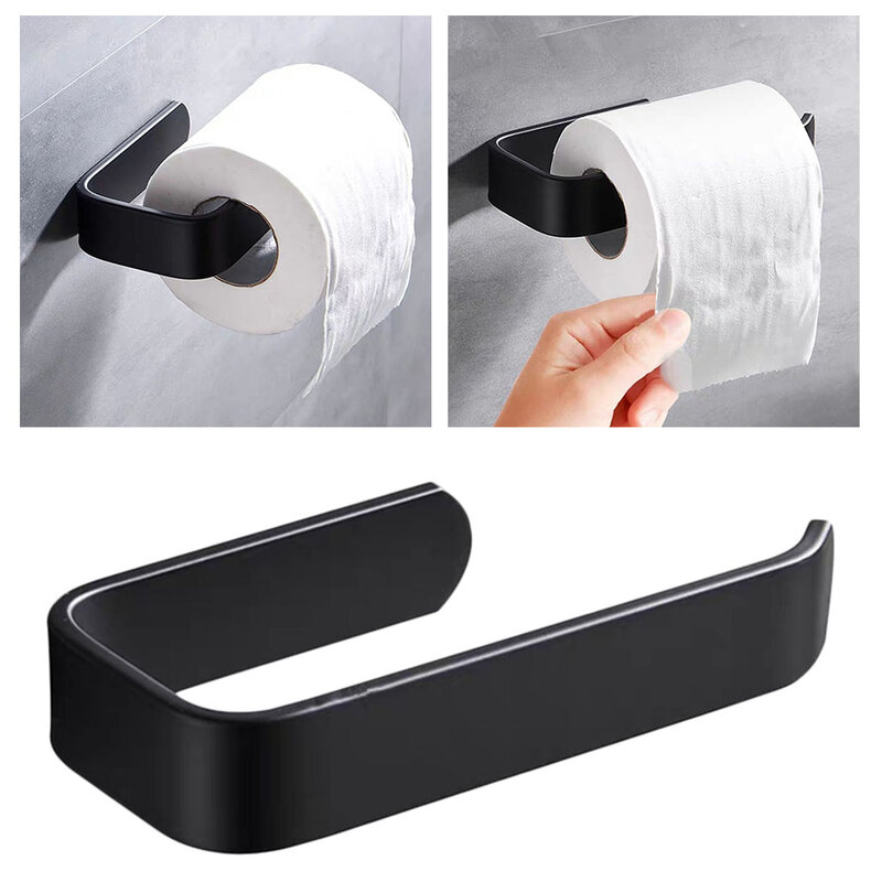 1pc Wall Mounted Toilet Paper Holder No Punching Tissue Towel Roll Bathroom Towel Rack Bathroom Accessories Material Plastic