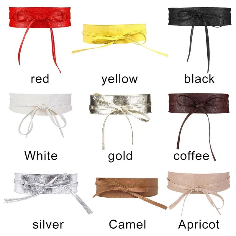 Mode Bowknot Einfache Wrap Luxus Breite Taille Band Leder Gürtel Korsett Bund Damen Kleid Cummerbands
