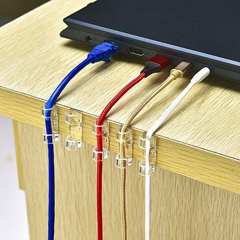 Klip kawat untuk kabel 20 buah penata kabel lengket manajemen kabel Desktop kawat organisasi untuk kabel USB kabel Ethernet