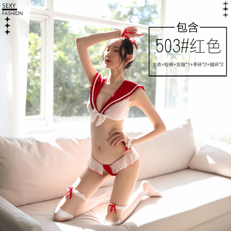 Seragam sekolah perempuan pelajar gaya Jepang kostum manis cheerleader erotis pakaian Cosplay Porno pakaian gadis sekolah