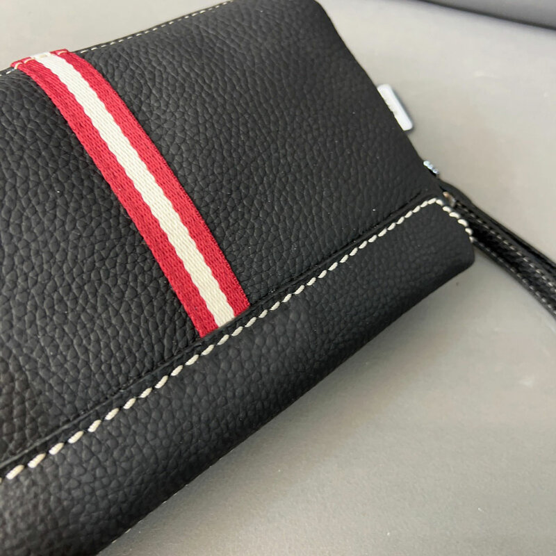 男性用の豪華なストライプデザインのロング財布,ファッショナブルな財布,すべてが一致するポーチ,革製,ビジネス用