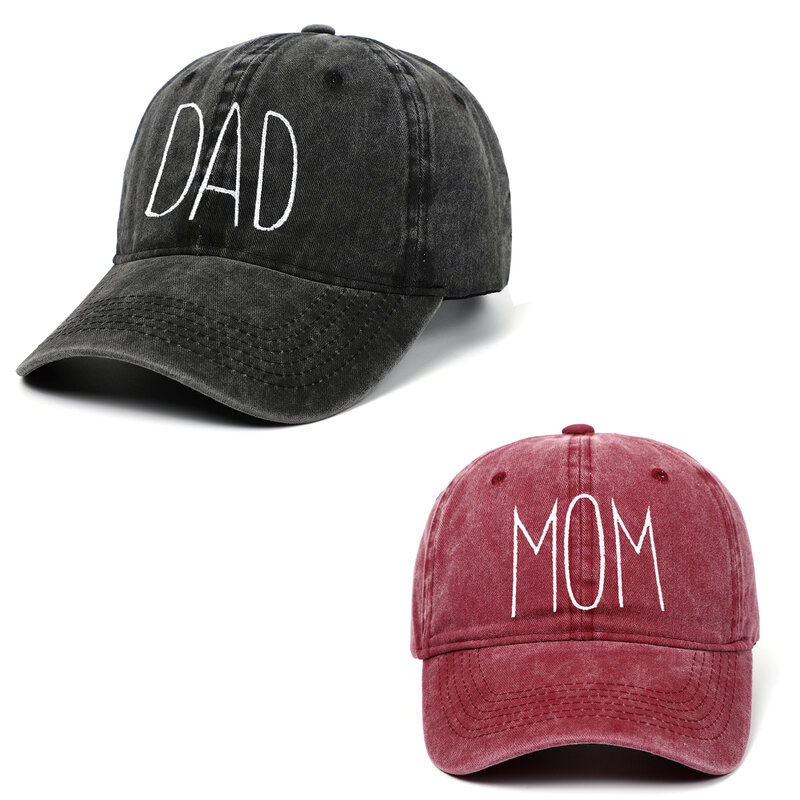 DAD MOM-Casquette de baseball brodée de lettres pour hommes, 100% coton délavé, chapeau de poisson Suffolk, mode couple, snapback, chapeaux de camionneur, casquettes hip-hop