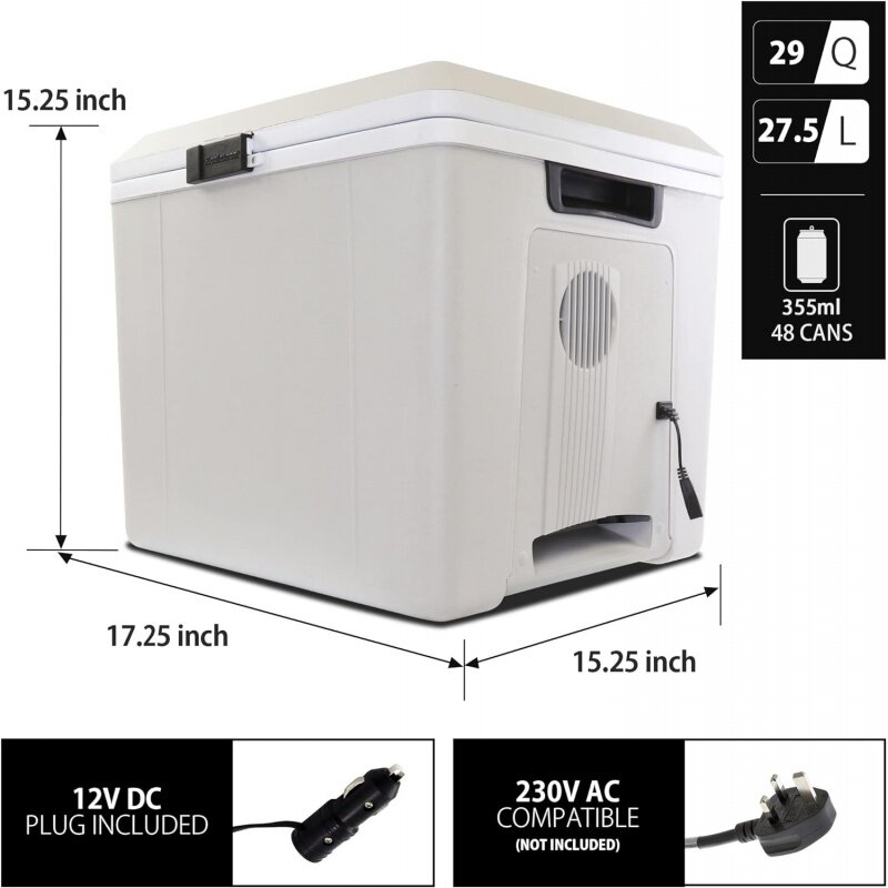 Koolatron-Refroidisseur électrique portable, réfrigérateur sans glace, chauffe-voiture, prise 12V, 29 qt, 27 L