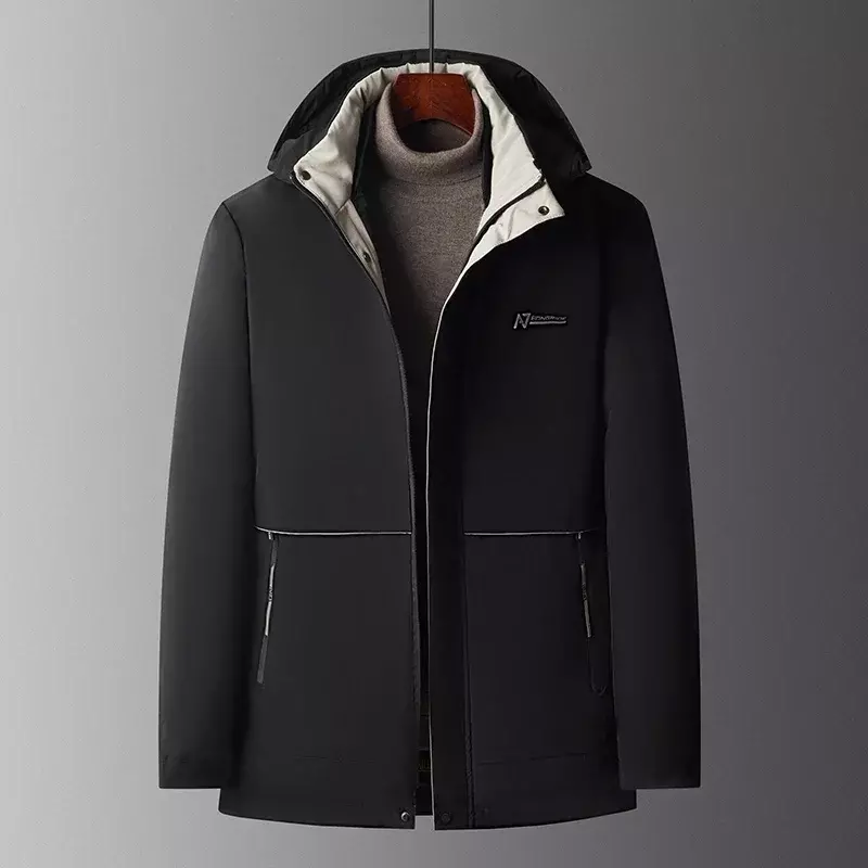 男性用ルーズフィットコットンポロカラーコート、防風パーカー、耐寒性、暖かい、大、衣類