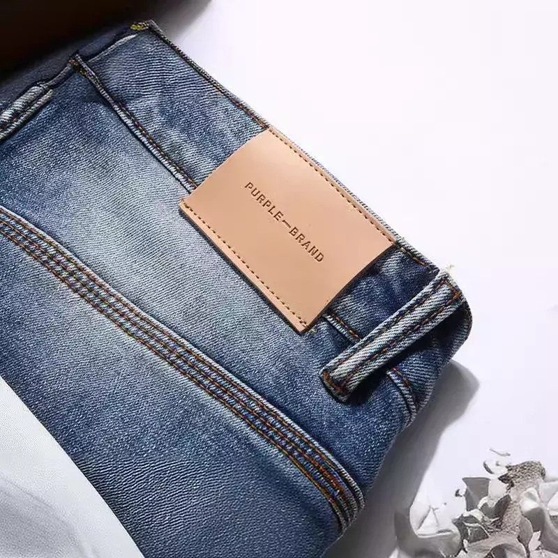 Hochwertige lila Marke Jeans modische Distressed Hose, High Street Fashion lässig stilvoll und schlanke Hose