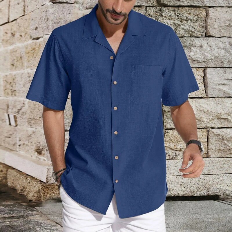 Men's Summer Casual Loose Beach Short Sleeved Shirt Shirt Adult Rompers Men N B