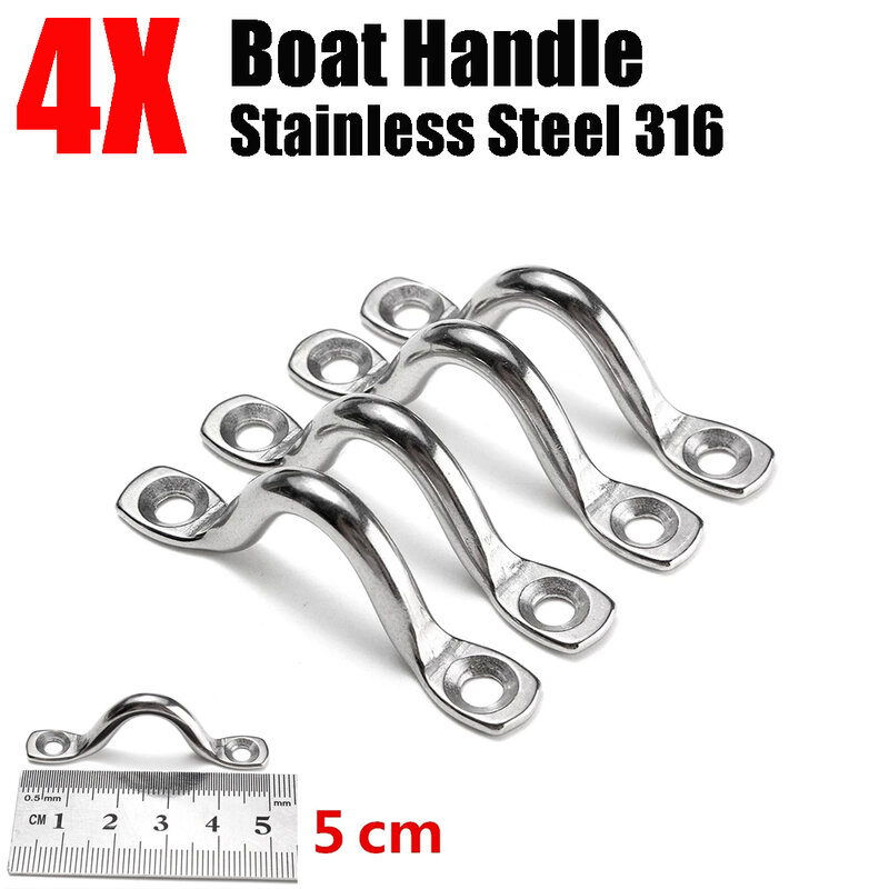 4Pcs Handle 5mm Stainless Steel Wire Eye Strap Boat Marine Tie Down Fender Hooks Canopy Cable Eyes Straps
