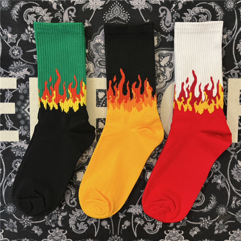 Drop Ship junge Crew Socken brennende Flammen Licht traf heißes Feuer lässig Business Fashion Design Teenager Student Skateboard Junge