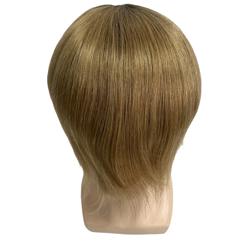 Прямой мужской парик из малайзийского первичного цвета T1b #27 с полной кружевной отделкой 8x10